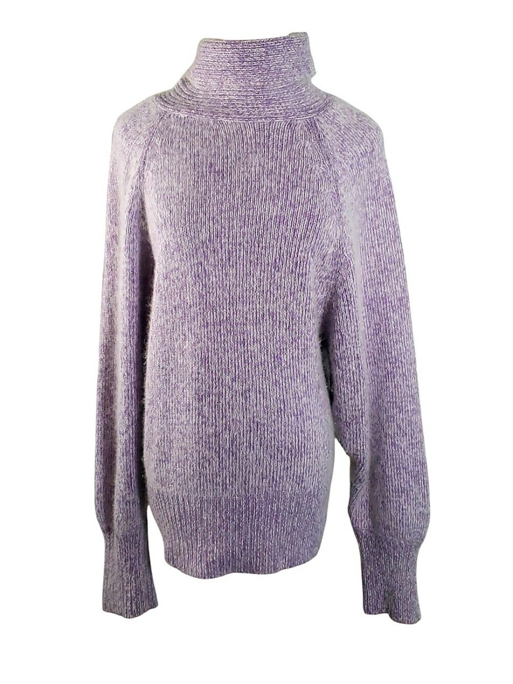 Vintage Angora Silk Blend Turtleneck Dolman Sleeves 80s Marled Lavender M Winter